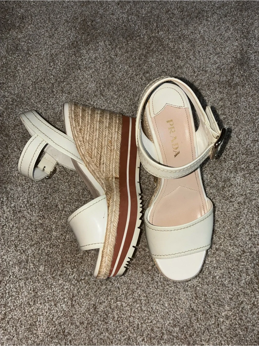 VINTAGE PRADA - Leather Espadrille Wedge  Heels, Perfect condition